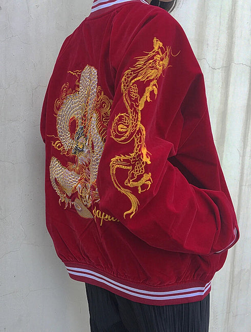 Dragon Embroidery Bomber Coat